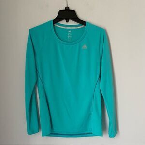 Adidas Women’s Long Sleeve Scoop Neck Green Workout Top size M
